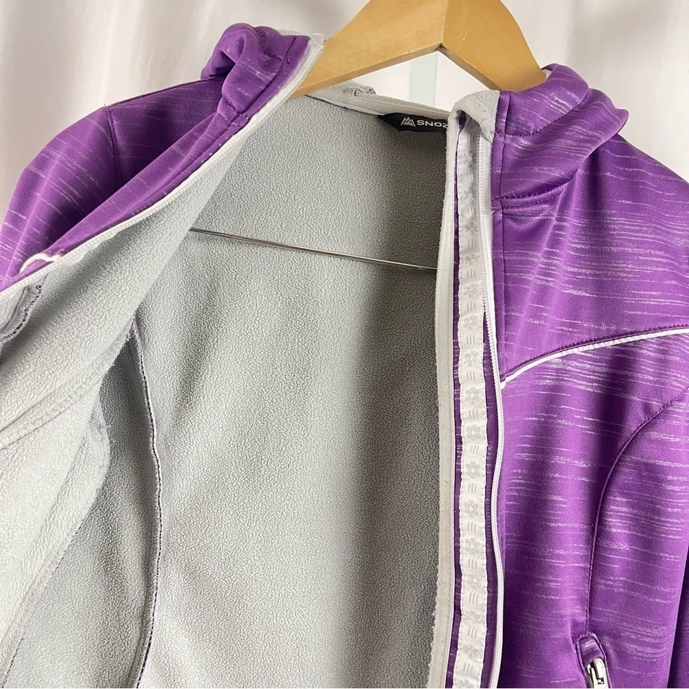 Snozu Medium 10/12 Winter Snow Jacket Fleece Hooded Thumb Holes Warm Soft Shell